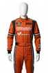 Custom F1 Racing Suit Papaya Orange Edition with embroidered details and racing patches