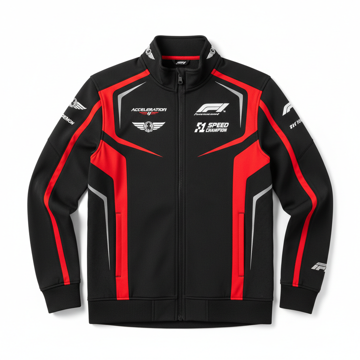 F1 Podium Jacket - Black/Red- Race Blaze