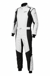 Pro Racing Suit white and black with ergonomic fit and black accents for professional racing