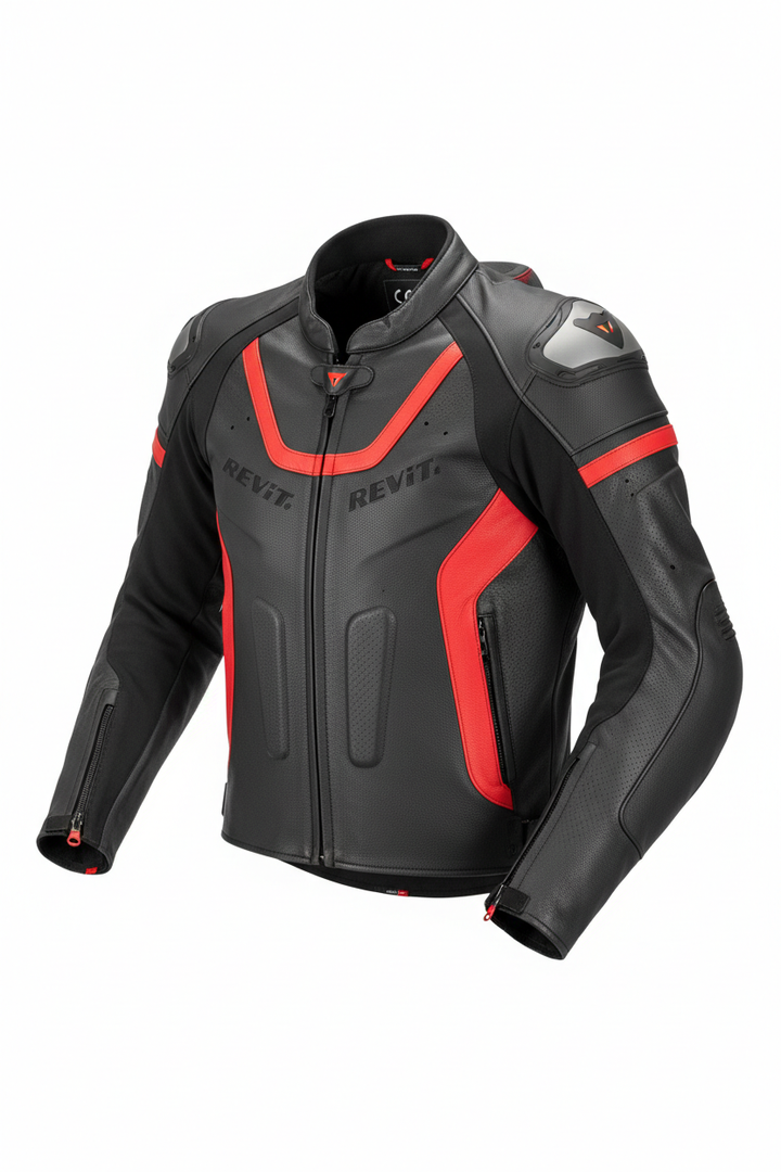 Black and Red Racing Motorcycle Leather Jacket - Race Blaze 