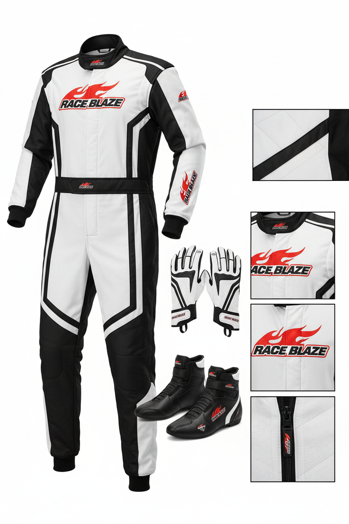 Pro Racing Suit White Black - Race Blaze