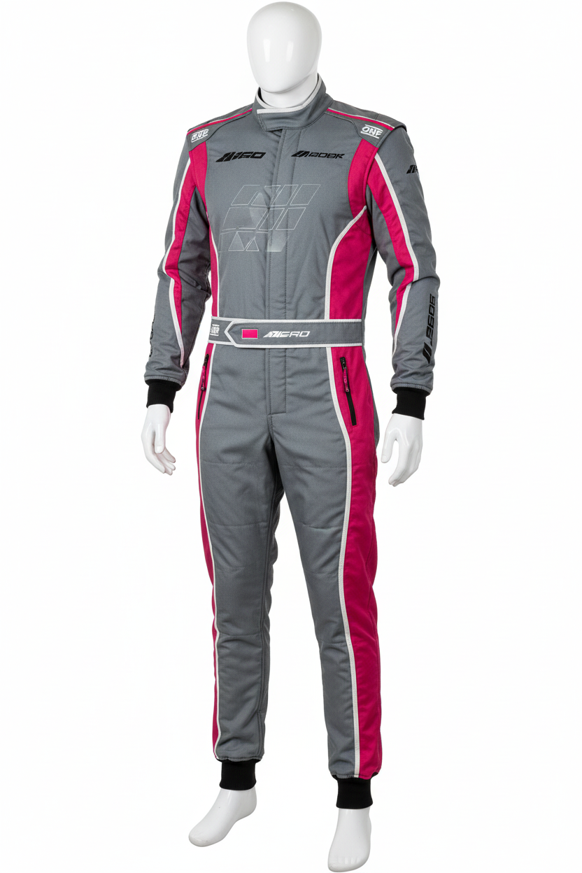 Pro Racing Suit Grey and Pink- Race Blaze