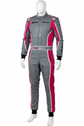 Grey and pink Pro Racing Suit with fire-resistant material and ergonomic fit
