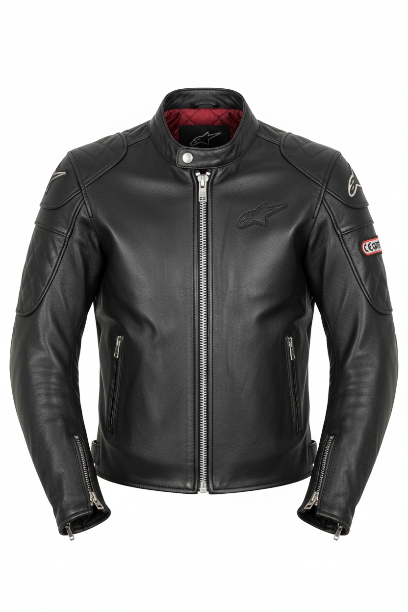 Classic Black Motorcycle Leather Jacket - Race Blaze