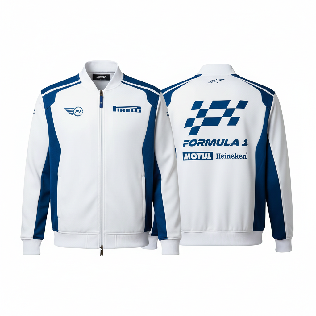 F1 Podium Jacket - White/Blue- Race Blaze