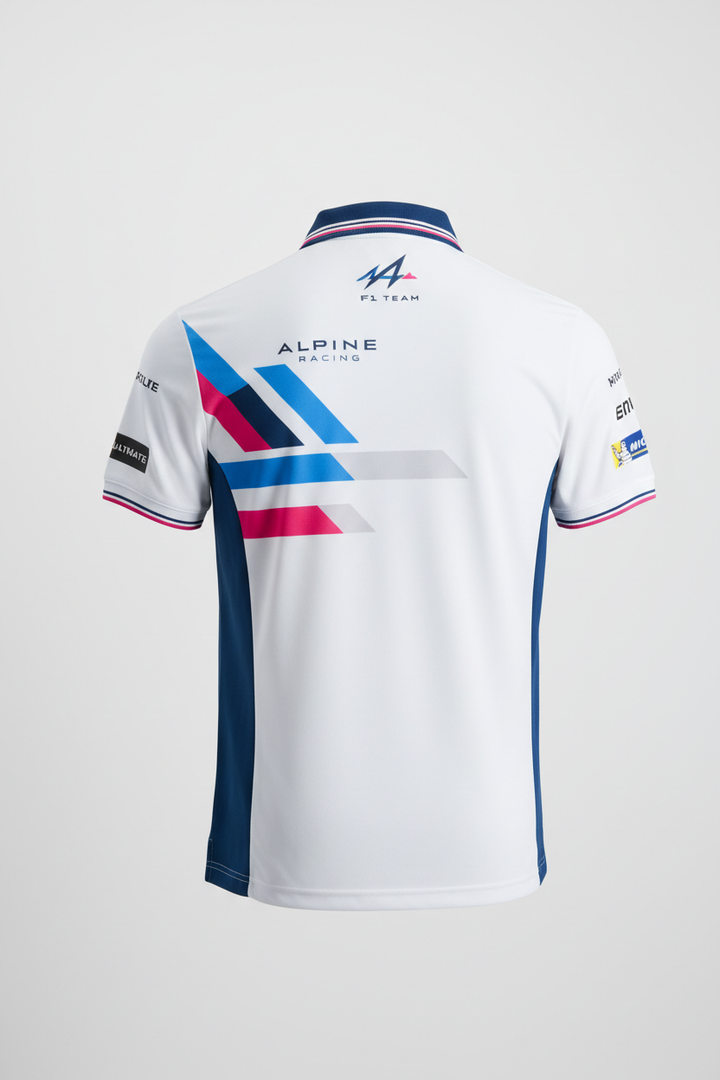 F1 style racing polo Alpine white edition - Race Blaze