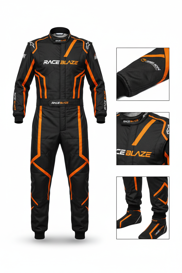 Pro Racing Suit Black Orange - Race Blaze