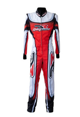 RacyKart Pro Karting Suit Red White front view