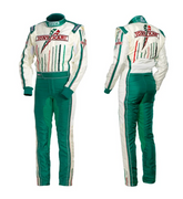Italian Heritage Pro Karting Suit White Green front and back view