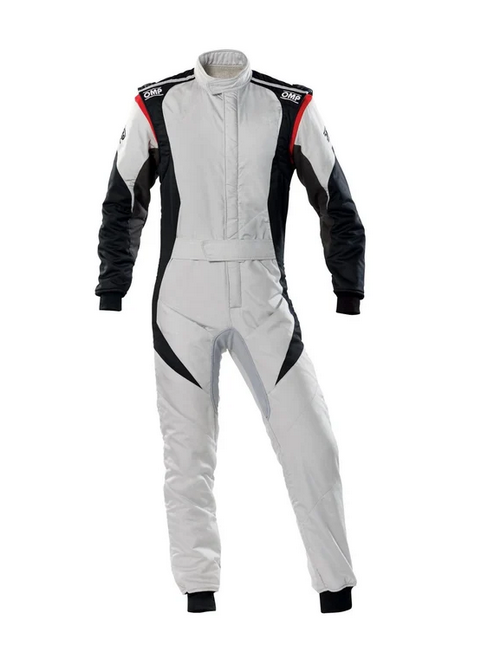 Pro Racing Suit Silver Black Red front view