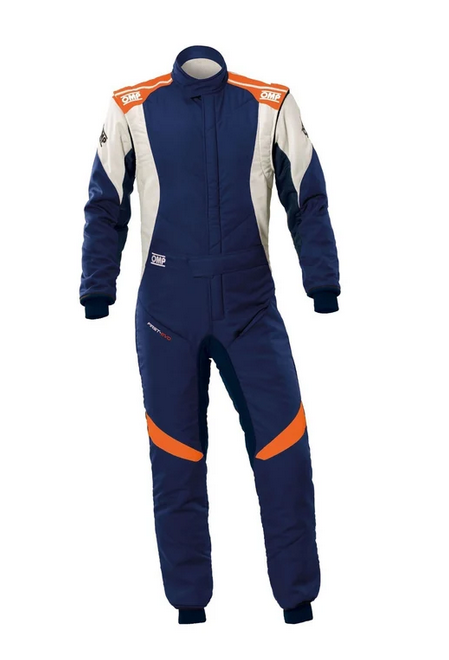 Pro Racing Suit Navy Blue Orange front view