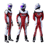 RacyKart Pro Karting Suit Red White three views