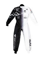 Kart Republic x OMP Pro Karting Suit Black White front view