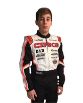 CRG Pro Karting Suit White Black Orange worn view