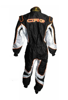 CRG Pro Karting Suit Black Silver Orange back view