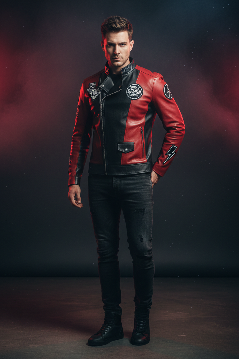 Two-tone Black and Red Jacket- Race Blaze